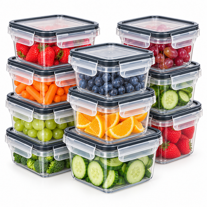 8-PC BPA-Free Airtight Food Containers with Locking Lids - Microwave/Freezer Safe PP Plastic Storages