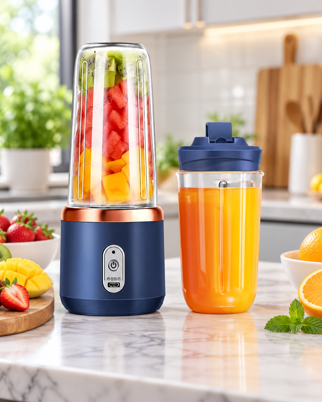 Portable Blender USB Rechargeable Electric Blender Cup for Smoothies and Shakes Travel Office Work