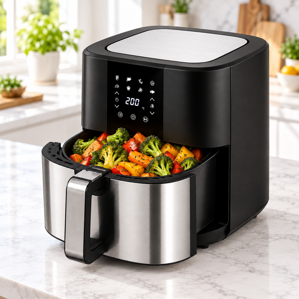 KitCook Large Air Fryer, 1500W 7QT AirFryer Cooker, Adjustable.