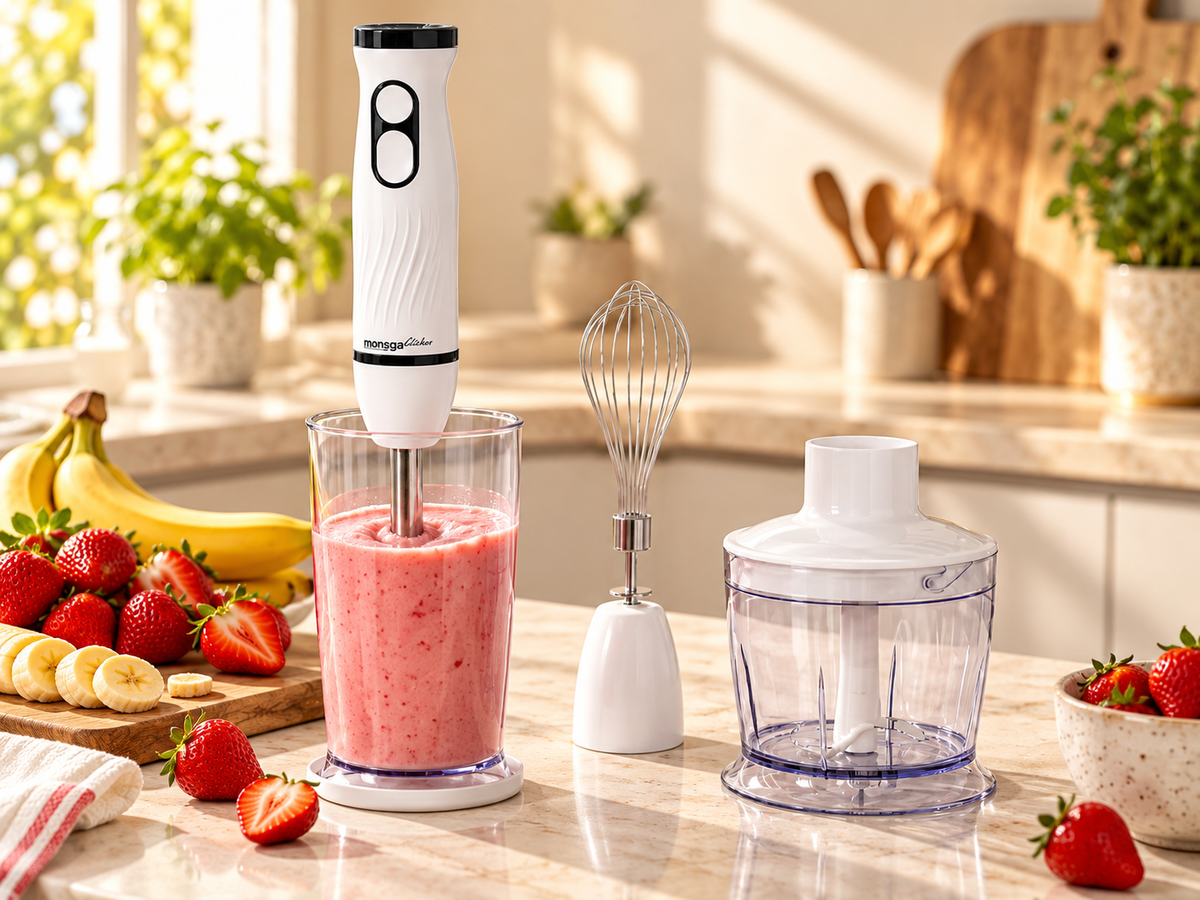 MONSGA By erabros Electric Hand Immersion Blender Mixer, 4 in 1 Hand Mixer.