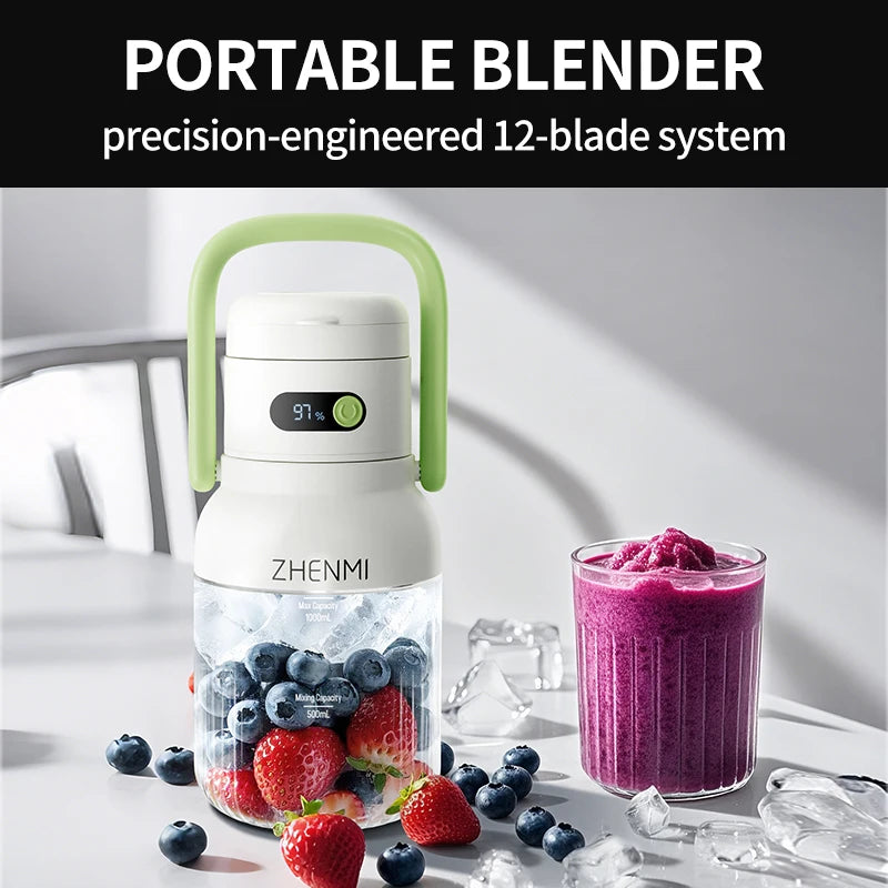 Holidays and Birthdays Blender for Shakes & Smoothies! ZHENMI BPA-Free Cordless Blender, 33oz,