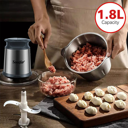 2 Speeds Electric Chopper Meat Grinder Stainless Steel Mincer Food Processor Kitchen Slicer