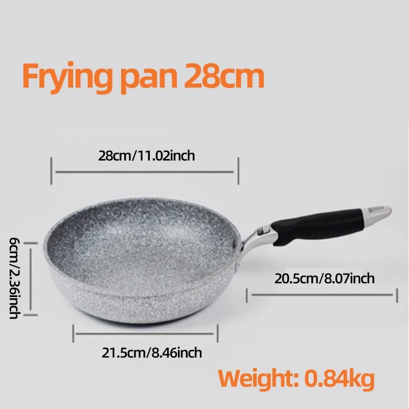 Durable Stone Frying Pan28/26/24/20cm Wok Non-stick Pan Skillet Cauldron Induction Cooker Gas Stove