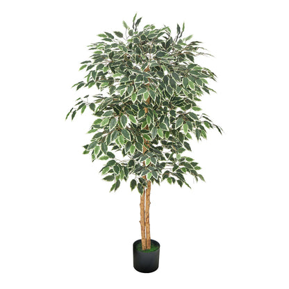 VEVOR 5/6/7/8FT Artificial Tree Tall Faux Ficus Plant with Natural Wood Trunk green Tree