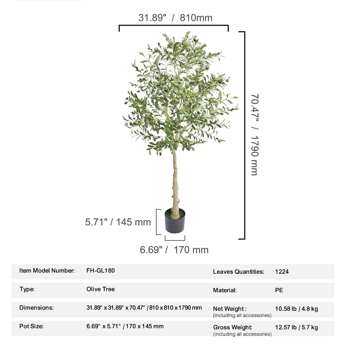 VEVOR 5/6/7/8FT Artificial Tree Tall Faux Ficus Plant with Natural Wood Trunk green Tree
