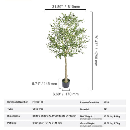 VEVOR 5/6/7/8FT Artificial Tree Tall Faux Ficus Plant with Natural Wood Trunk green Tree