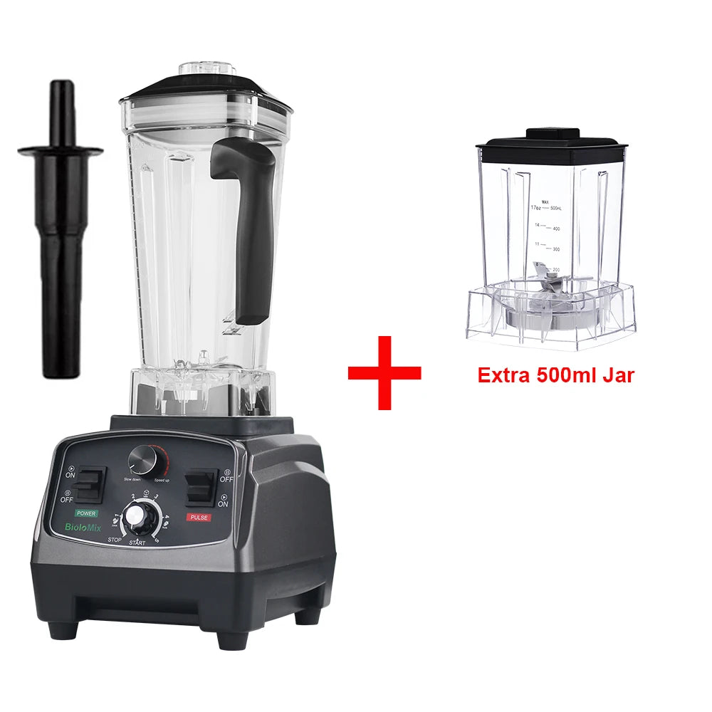 BioloMix 3HP 2200W Heavy Duty Grade Timer Blender Mixe Ice Smoothies BPA Free 2L Jar
