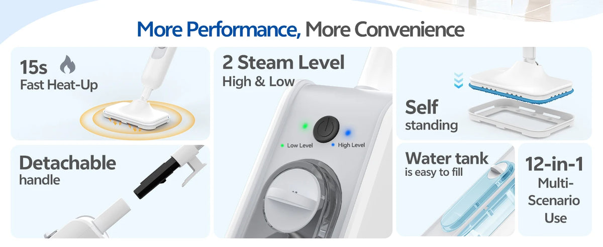 INSE Powerful Steam Mop High Temperature 6 in 1 Scrubbing Steam Cleaner Detachable Floor Steam Mop