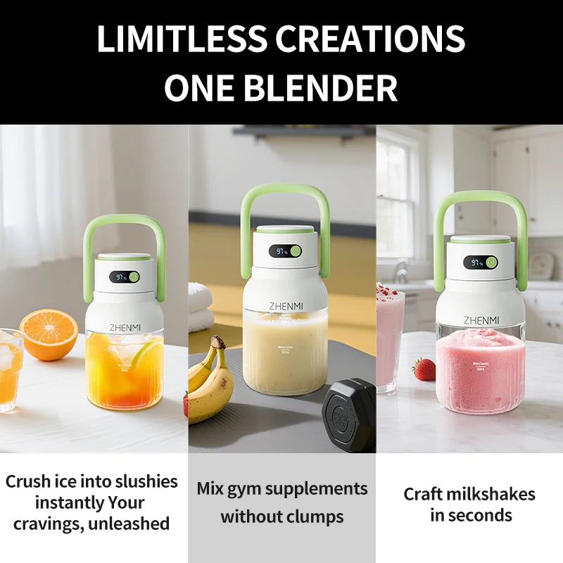 Holidays and Birthdays Blender for Shakes & Smoothies! ZHENMI BPA-Free Cordless Blender, 33oz,