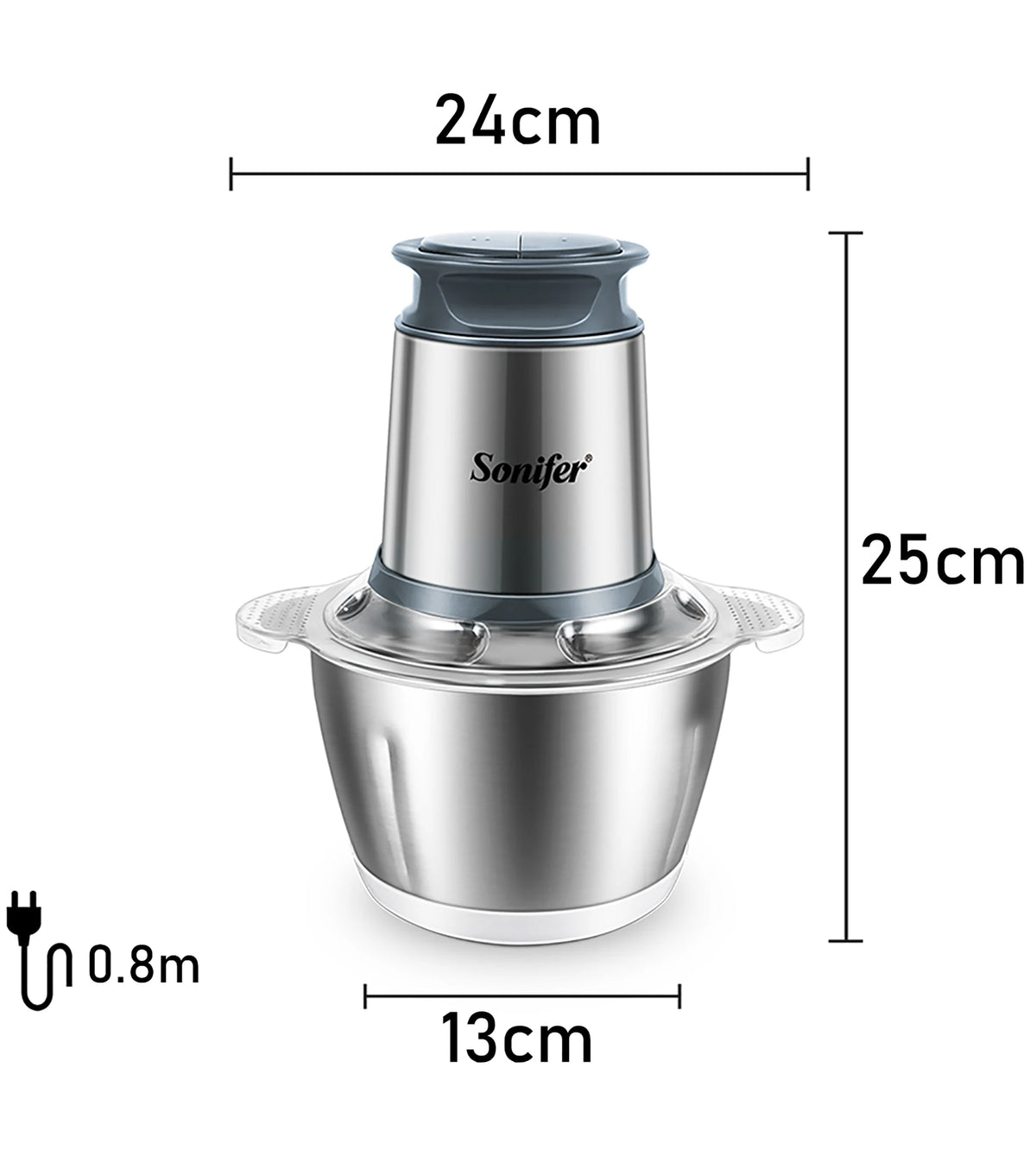 2 Speeds Electric Chopper Meat Grinder Stainless Steel Mincer Food Processor Kitchen Slicer