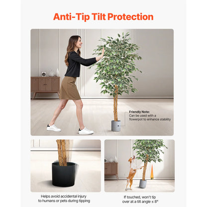 VEVOR 5/6/7/8FT Artificial Tree Tall Faux Ficus Plant with Natural Wood Trunk green Tree