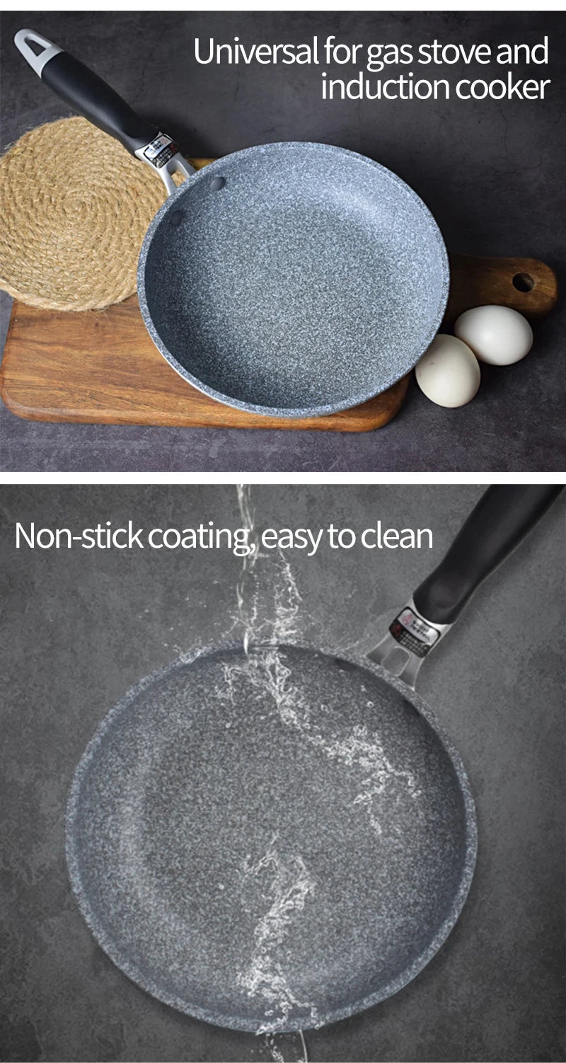 Durable Stone Frying Pan28/26/24/20cm Wok Non-stick Pan Skillet Cauldron Induction Cooker Gas Stove
