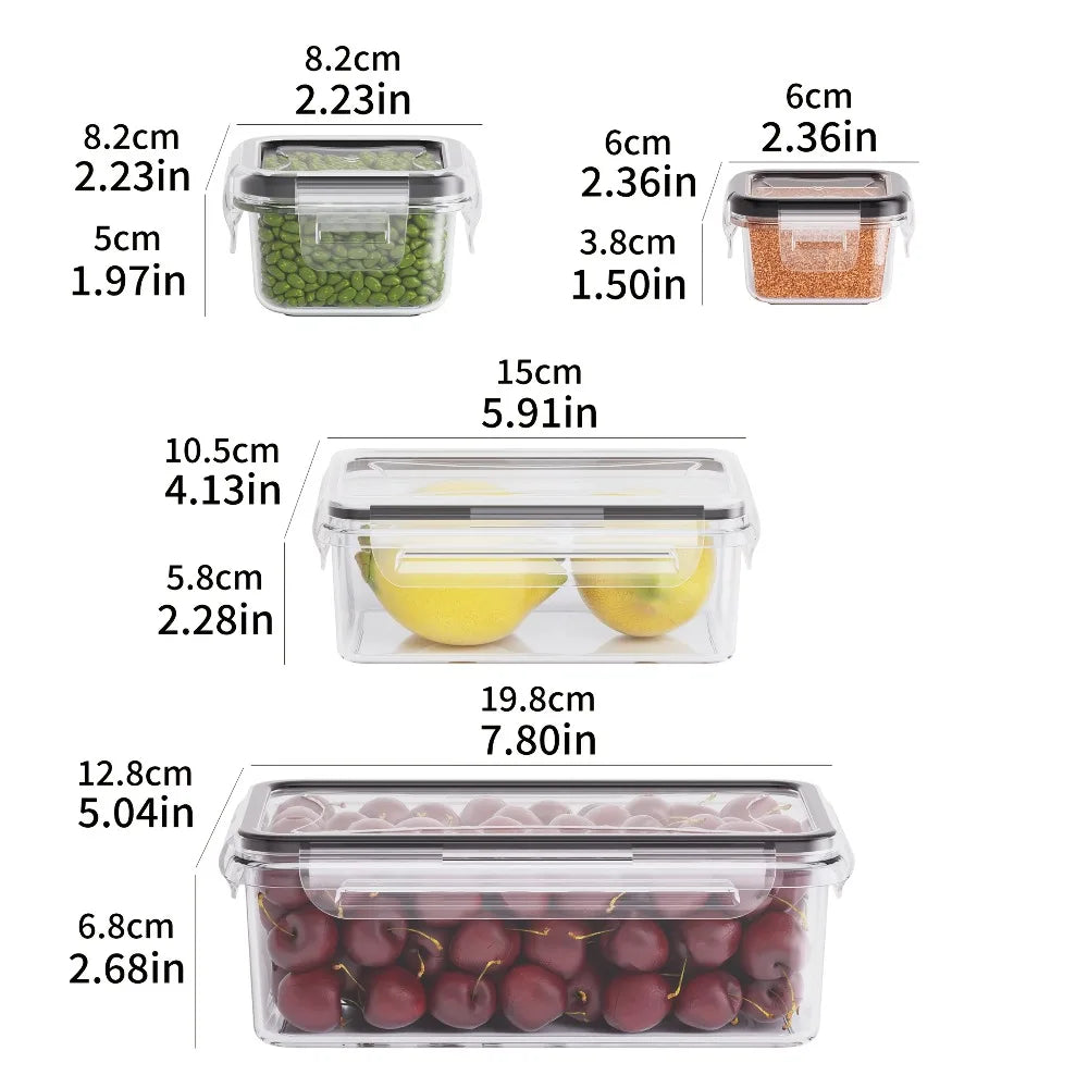 8-PC BPA-Free Airtight Food Containers with Locking Lids - Microwave/Freezer Safe PP Plastic Storages