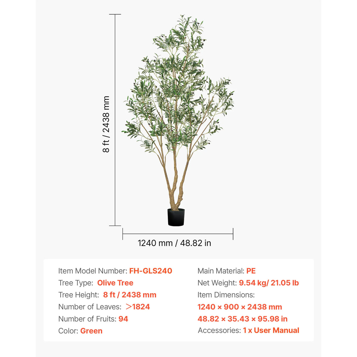 VEVOR 5/6/7/8FT Artificial Tree Tall Faux Ficus Plant with Natural Wood Trunk green Tree