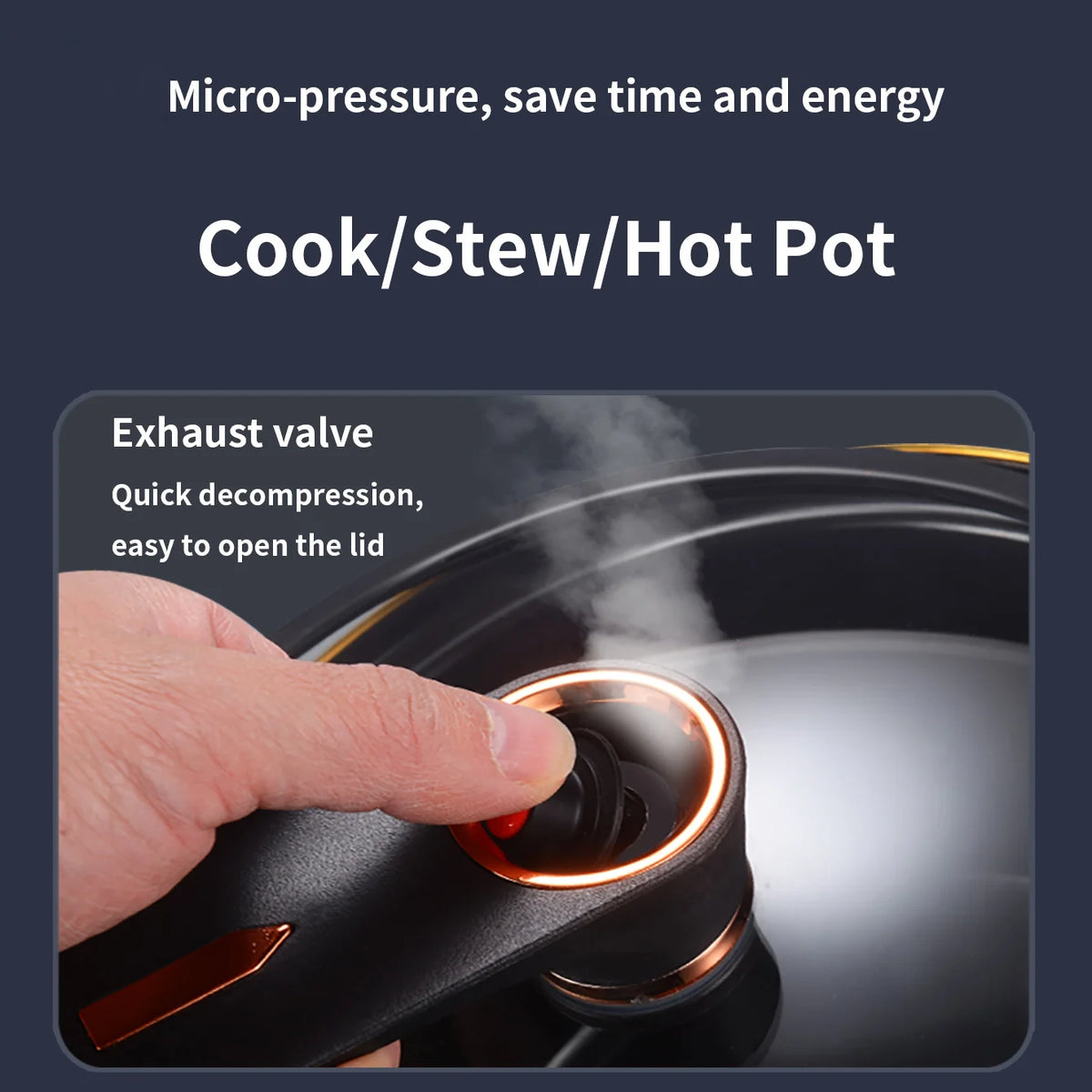 Micro Pressure Cooker, 7L Large Capacity, 26cm, Suitable for Home Use, Multi-Functional Non-Stick pot