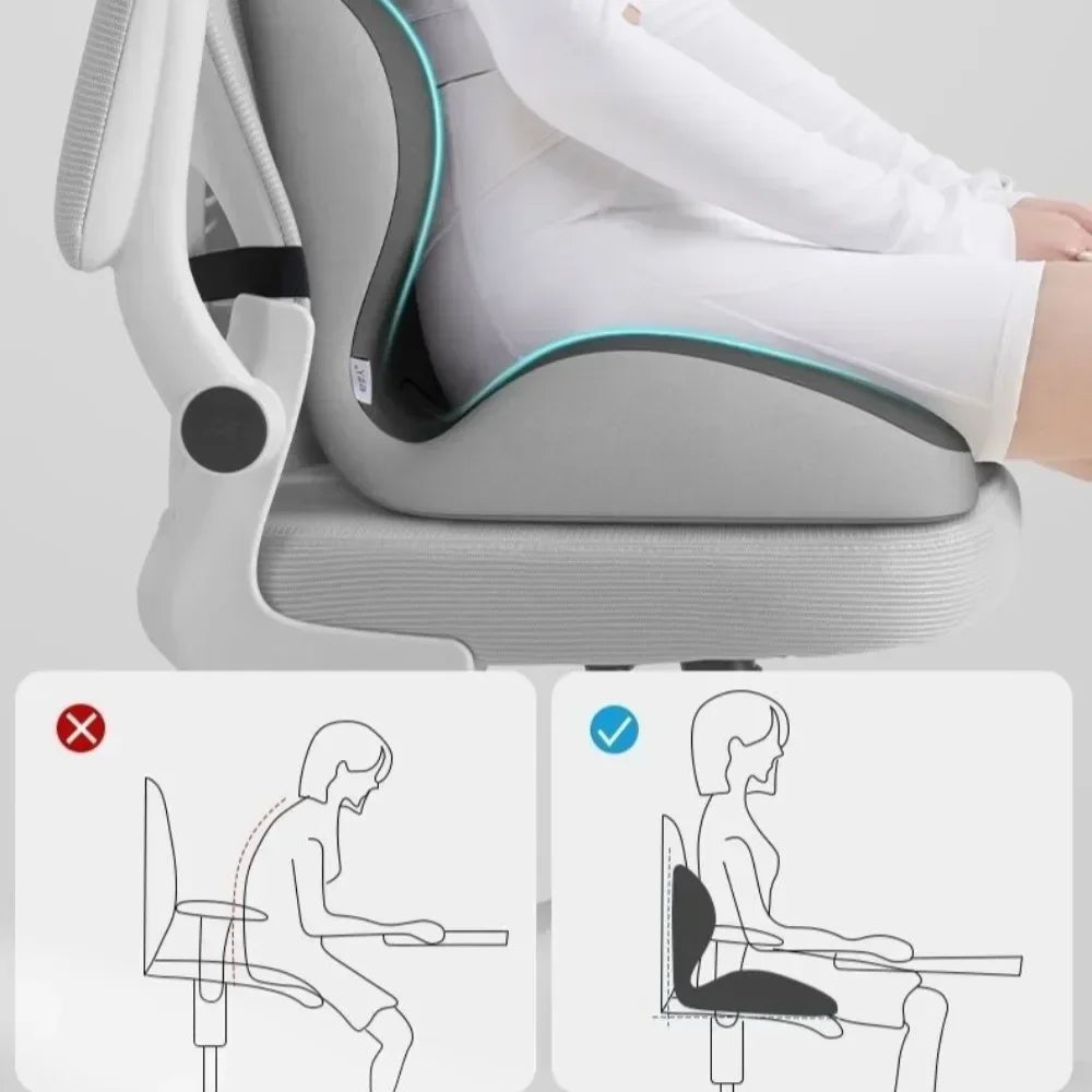 Ergonomic Coccyx Seat Pad Memory Foam Cushion Sciatica Pain Relief Posture Correction Mat for Home Office
