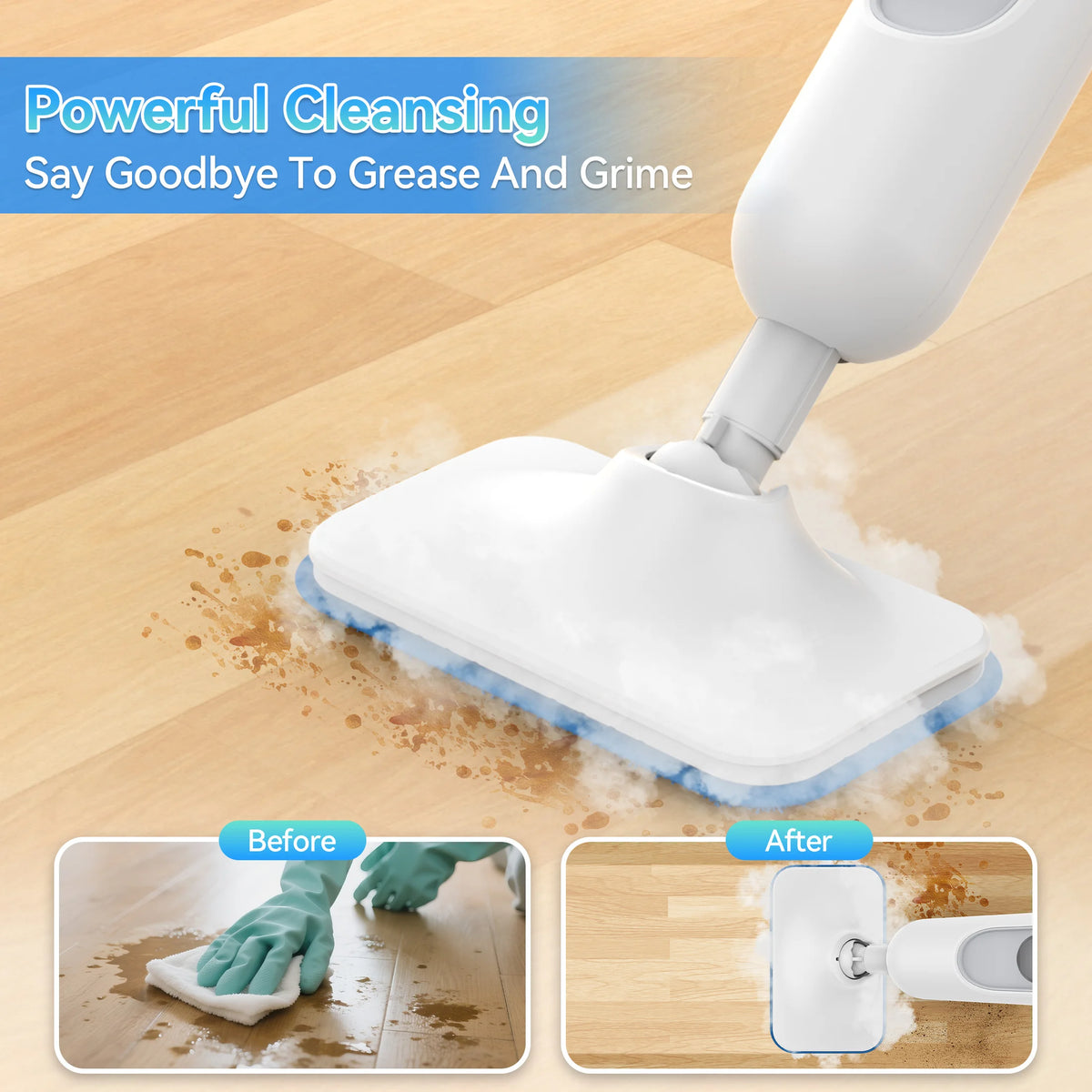 INSE Powerful Steam Mop High Temperature 6 in 1 Scrubbing Steam Cleaner Detachable Floor Steam Mop