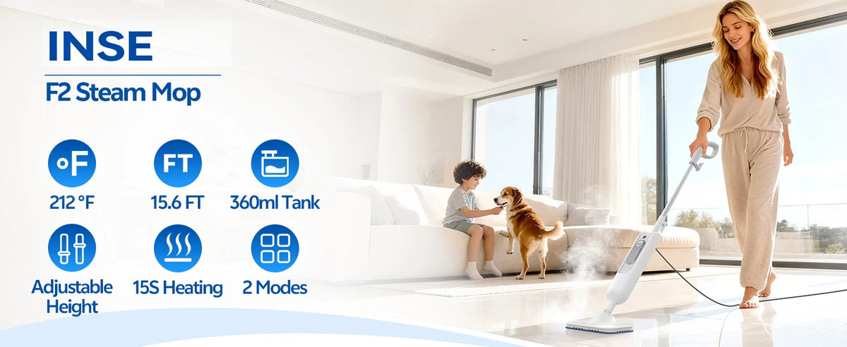 INSE Powerful Steam Mop High Temperature 6 in 1 Scrubbing Steam Cleaner Detachable Floor Steam Mop