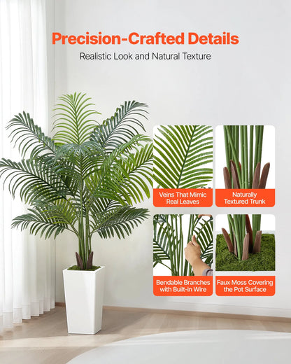 5ft Artificial Areca Palm Tree Faux Plant In Pot For Home Office Decor