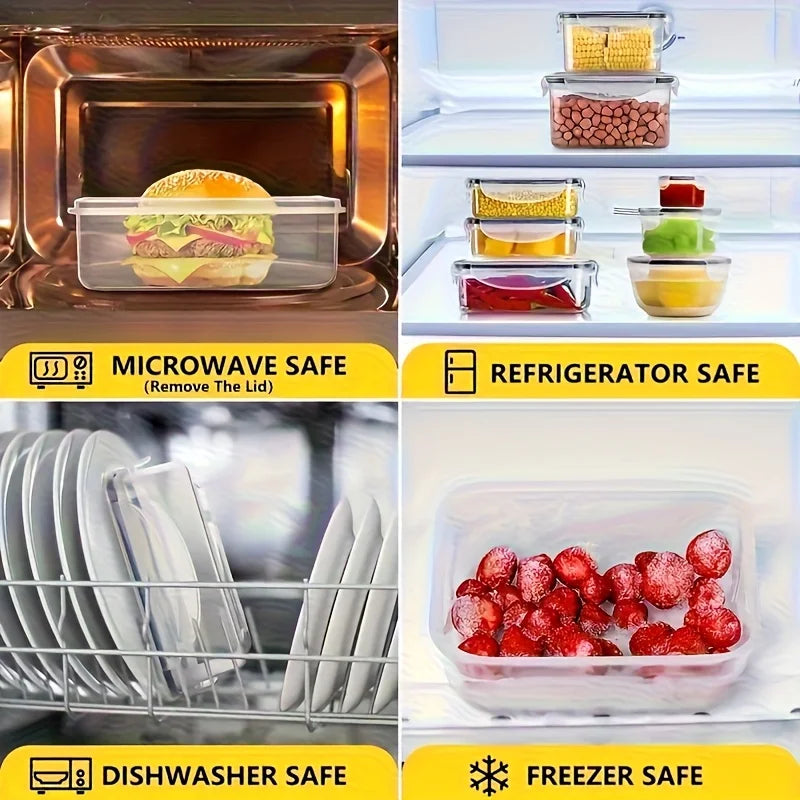 8-PC BPA-Free Airtight Food Containers with Locking Lids - Microwave/Freezer Safe PP Plastic Storages