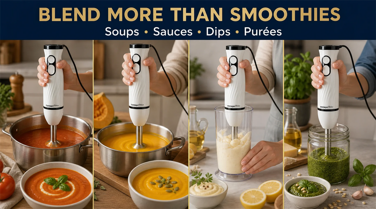 MONSGA By erabros Electric Hand Immersion Blender Mixer, 4 in 1 Hand Mixer.