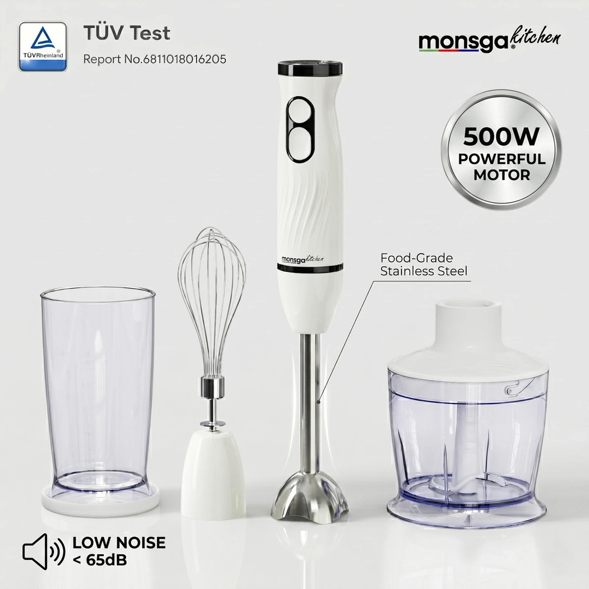 MONSGA By erabros Electric Hand Immersion Blender Mixer, 4 in 1 Hand Mixer.