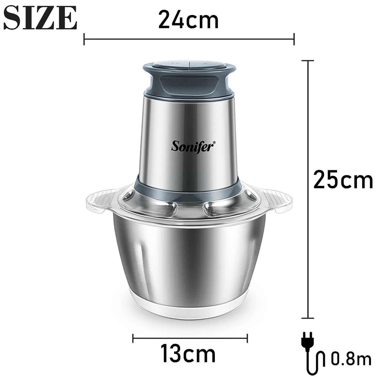 2 Speeds Electric Chopper Meat Grinder Stainless Steel Mincer Food Processor Kitchen Slicer