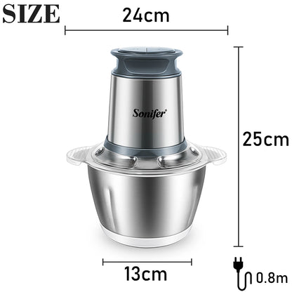 2 Speeds Electric Chopper Meat Grinder Stainless Steel Mincer Food Processor Kitchen Slicer