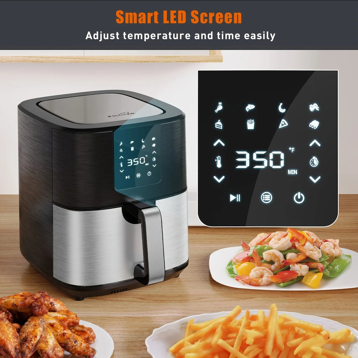 KitCook Large Air Fryer, 1500W 7QT AirFryer Cooker, Adjustable.