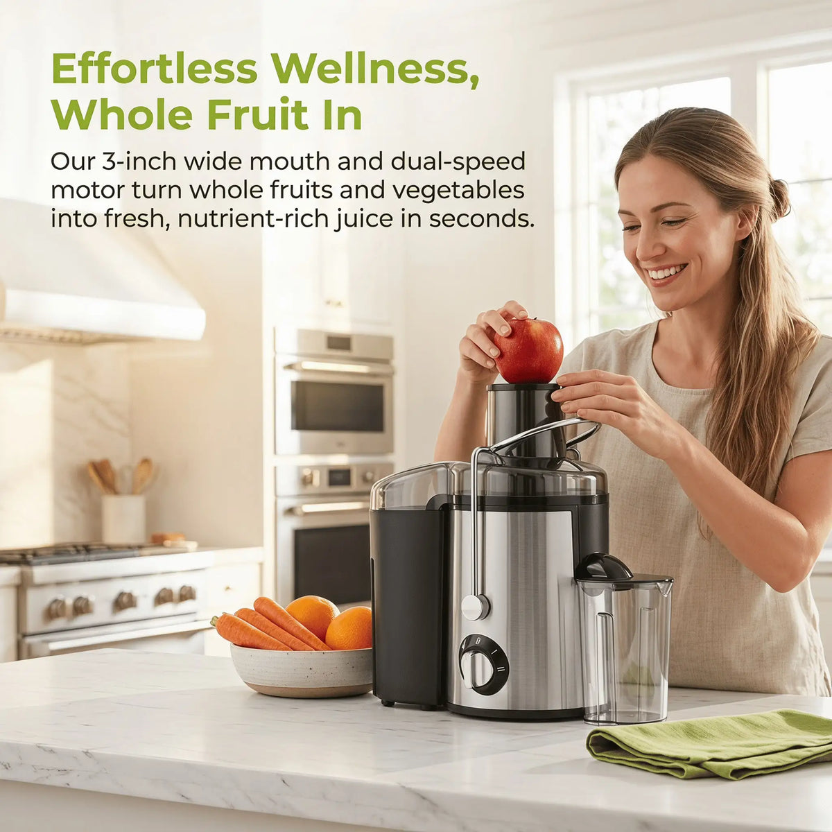 1 Pack Multi Function Juicer Blender Food Processor 3 Speed Settings Wide Mouth for Fruits Vegetables.