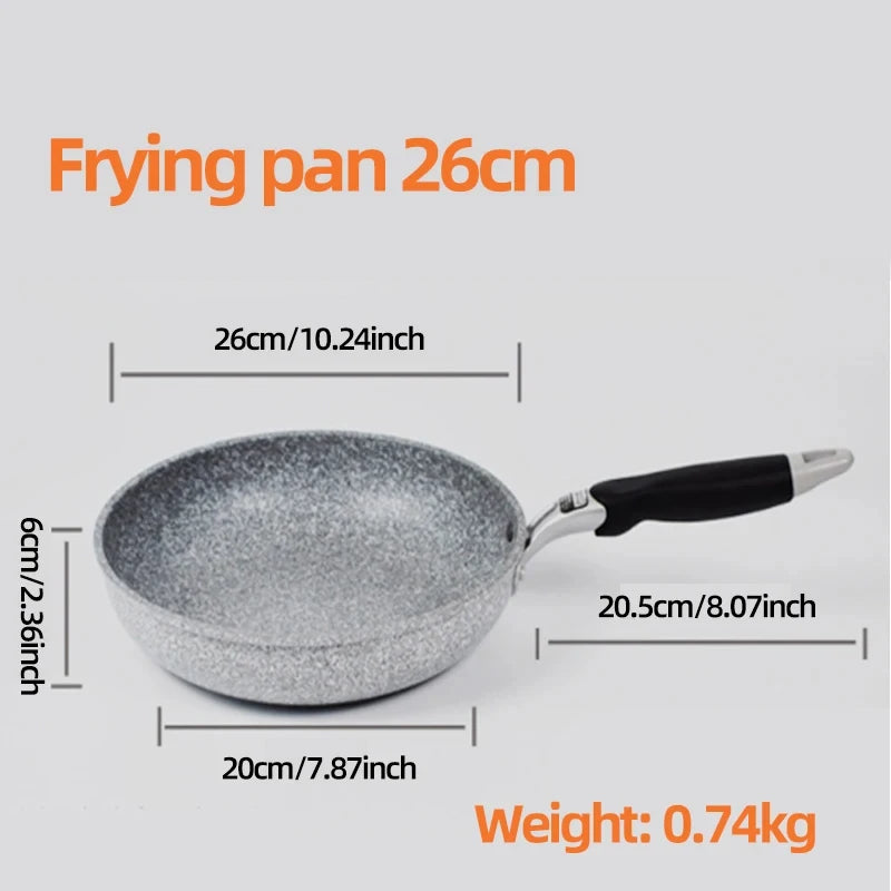 Durable Stone Frying Pan28/26/24/20cm Wok Non-stick Pan Skillet Cauldron Induction Cooker Gas Stove