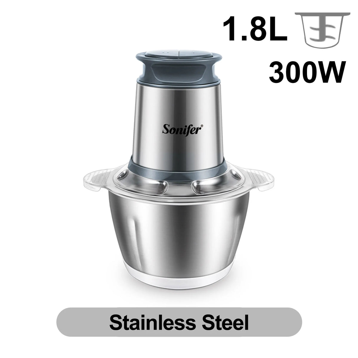 2 Speeds Electric Chopper Meat Grinder Stainless Steel Mincer Food Processor Kitchen Slicer