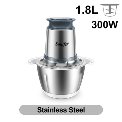 2 Speeds Electric Chopper Meat Grinder Stainless Steel Mincer Food Processor Kitchen Slicer