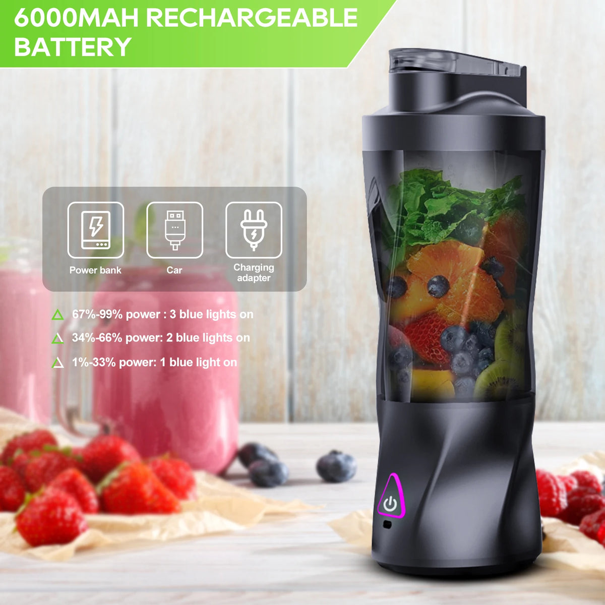 Electric Portable Juicer Fresh Fruit Mixer 700ML Multifunctional USB Rechargeable