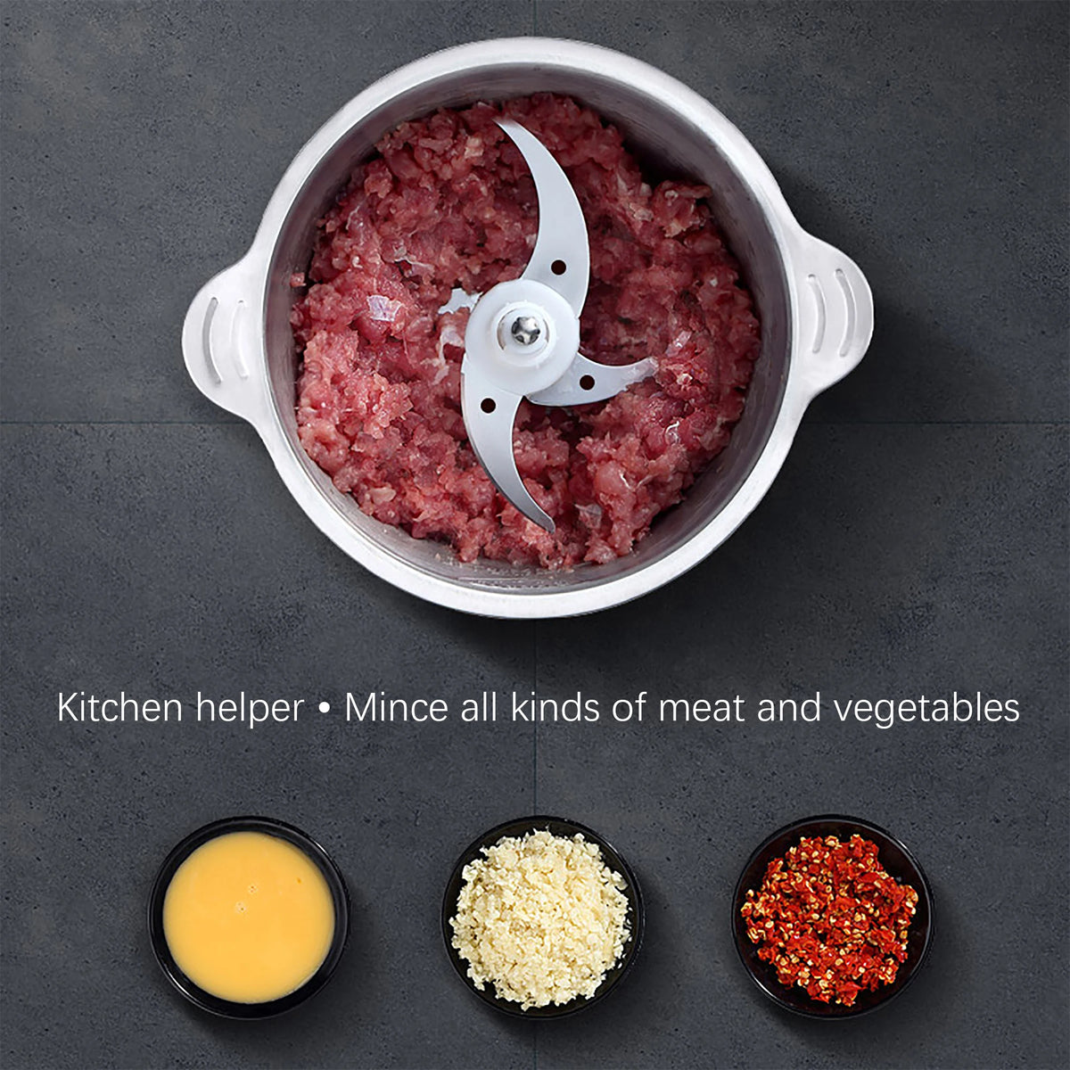 2 Speeds Electric Chopper Meat Grinder Stainless Steel Mincer Food Processor Kitchen Slicer