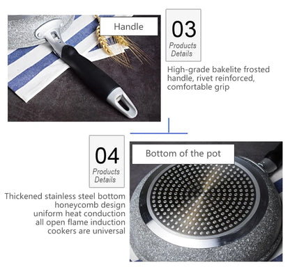 Durable Stone Frying Pan28/26/24/20cm Wok Non-stick Pan Skillet Cauldron Induction Cooker Gas Stove