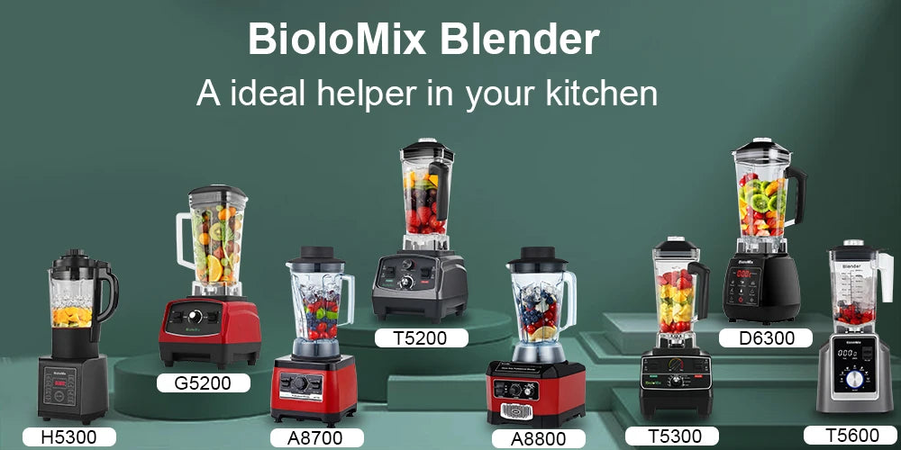 BioloMix 3HP 2200W Heavy Duty Grade Timer Blender Mixe Ice Smoothies BPA Free 2L Jar