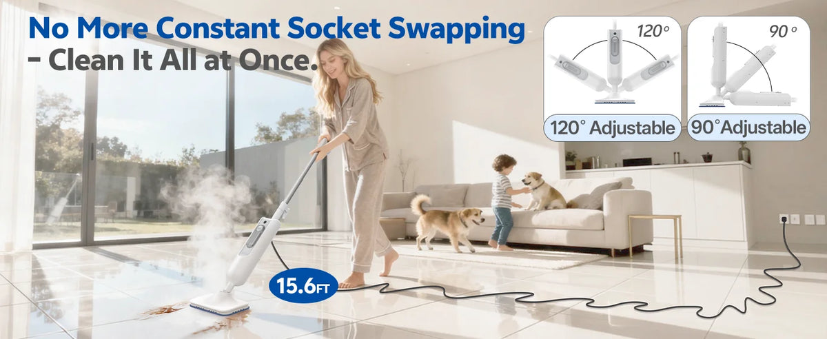 INSE Powerful Steam Mop High Temperature 6 in 1 Scrubbing Steam Cleaner Detachable Floor Steam Mop