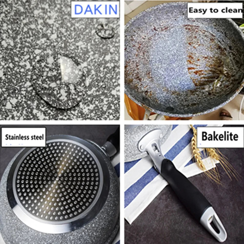 Durable Stone Frying Pan28/26/24/20cm Wok Non-stick Pan Skillet Cauldron Induction Cooker Gas Stove