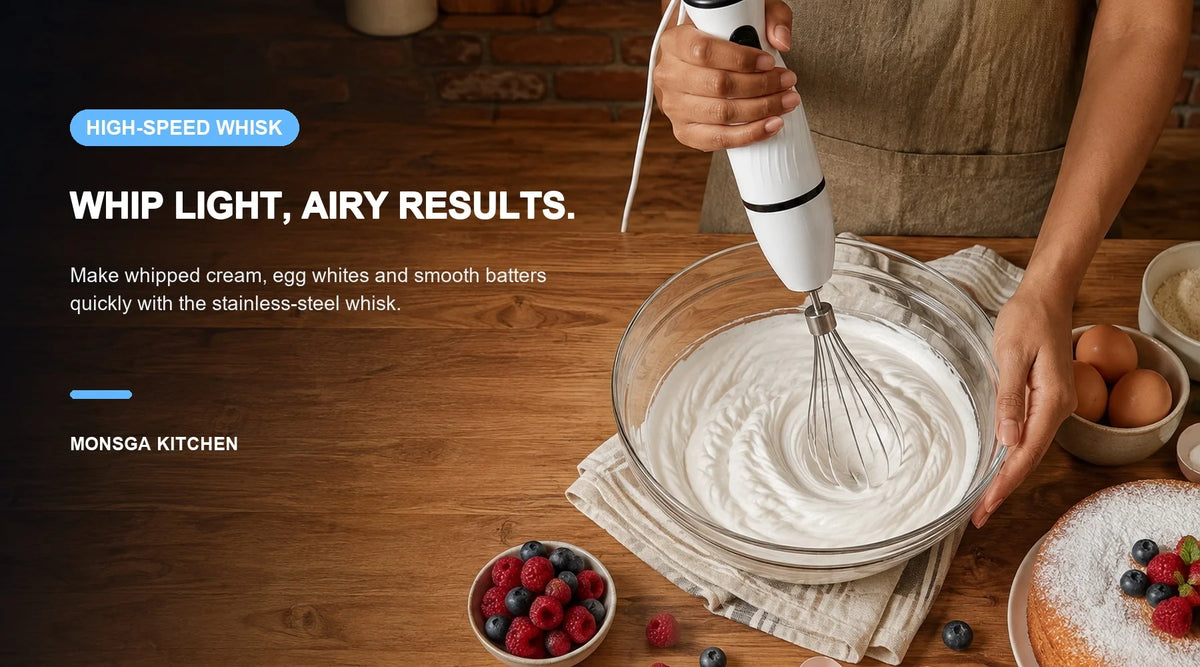 MONSGA By erabros Electric Hand Immersion Blender Mixer, 4 in 1 Hand Mixer.