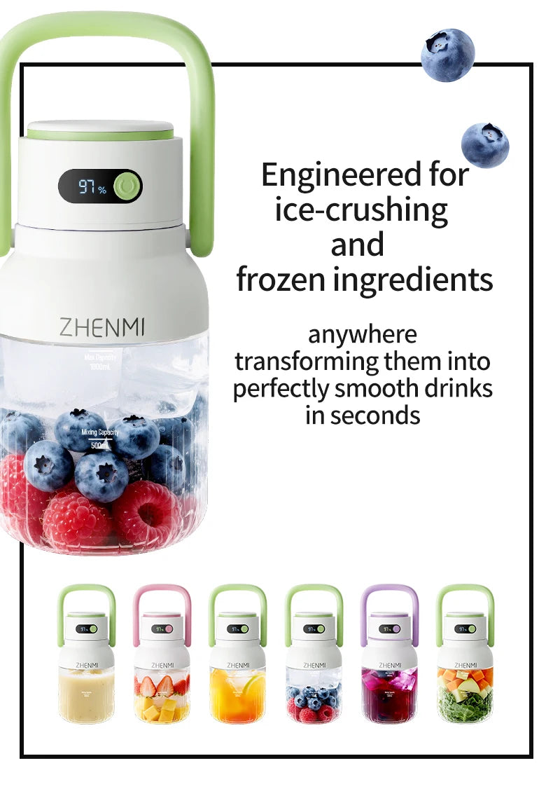 Holidays and Birthdays Blender for Shakes & Smoothies! ZHENMI BPA-Free Cordless Blender, 33oz,