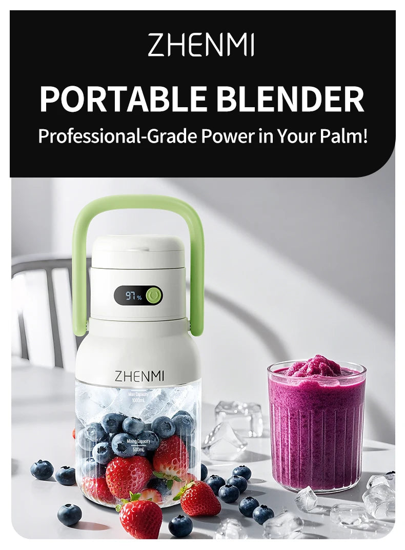 Holidays and Birthdays Blender for Shakes & Smoothies! ZHENMI BPA-Free Cordless Blender, 33oz,