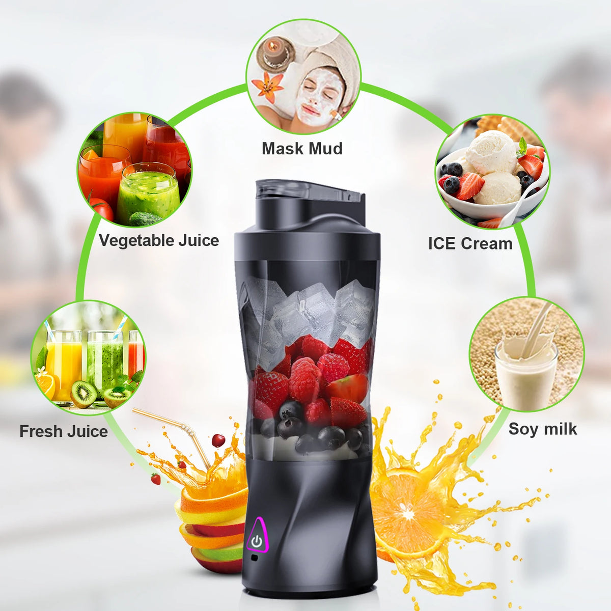 Electric Portable Juicer Fresh Fruit Mixer 700ML Multifunctional USB Rechargeable