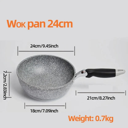 Durable Stone Frying Pan28/26/24/20cm Wok Non-stick Pan Skillet Cauldron Induction Cooker Gas Stove