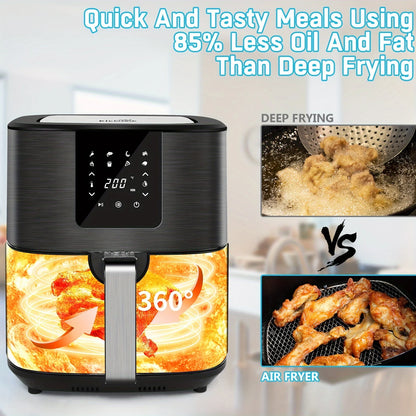 KitCook Large Air Fryer, 1500W 7QT AirFryer Cooker, Adjustable.