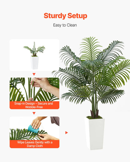 5ft Artificial Areca Palm Tree Faux Plant In Pot For Home Office Decor