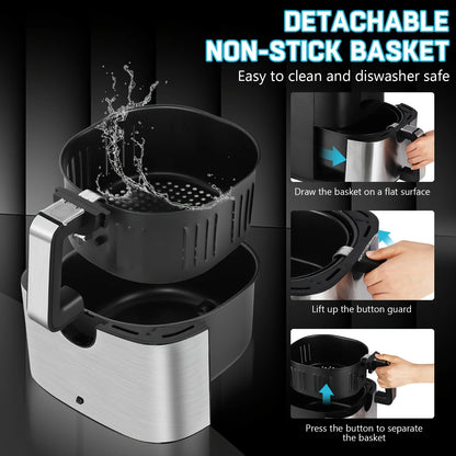 KitCook Large Air Fryer, 1500W 7QT AirFryer Cooker, Adjustable.