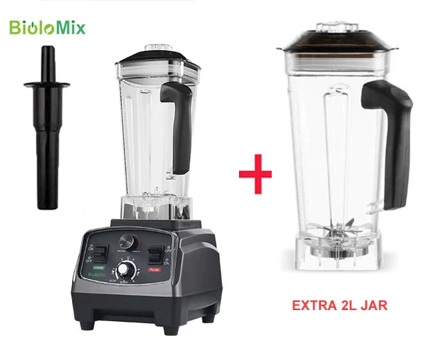 BioloMix 3HP 2200W Heavy Duty Grade Timer Blender Mixe Ice Smoothies BPA Free 2L Jar