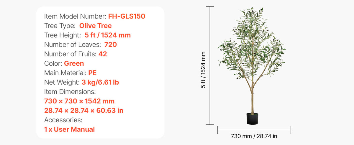 VEVOR 5/6/7/8FT Artificial Tree Tall Faux Ficus Plant with Natural Wood Trunk green Tree