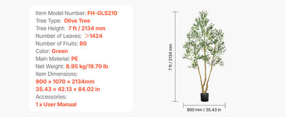 VEVOR 5/6/7/8FT Artificial Tree Tall Faux Ficus Plant with Natural Wood Trunk green Tree